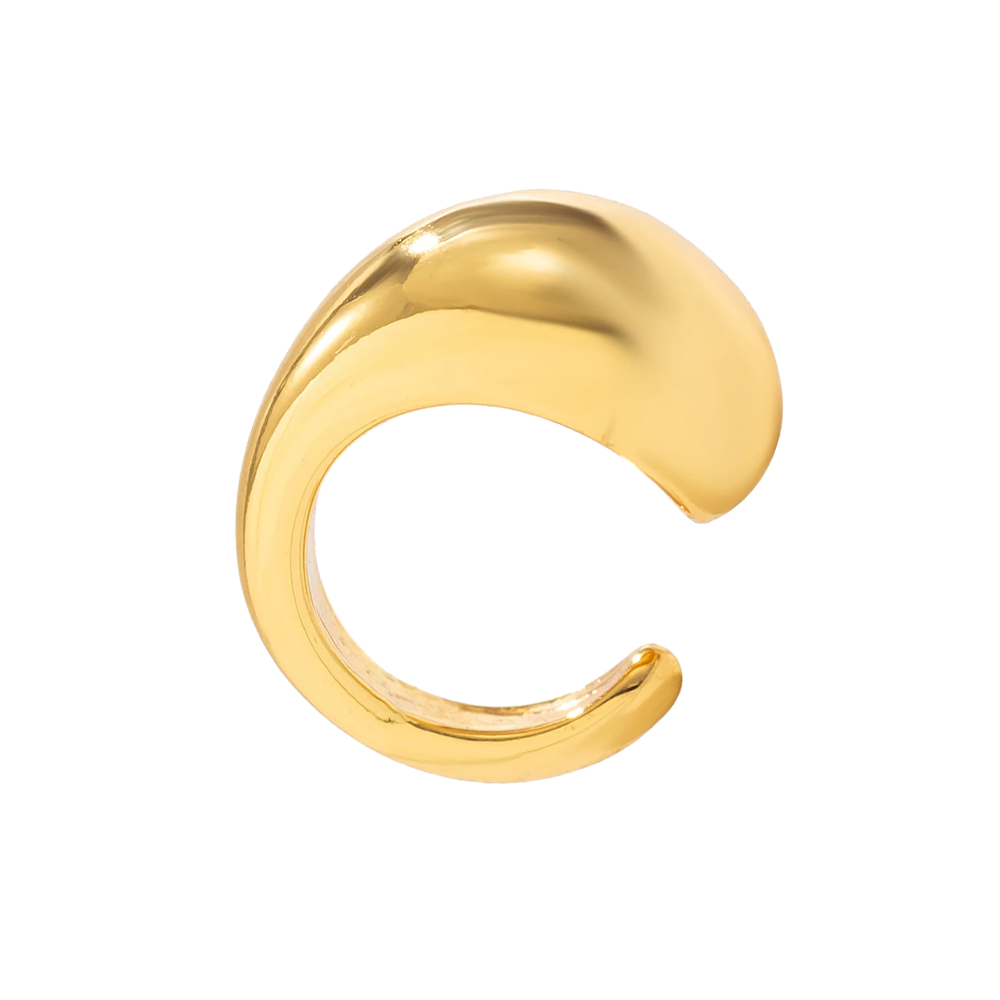 Brinco Ear Cuff Grosso Gota d'Água Vazada em Formato C