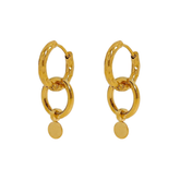 Brinco Argola Abstrata Dois Elos com Pingente