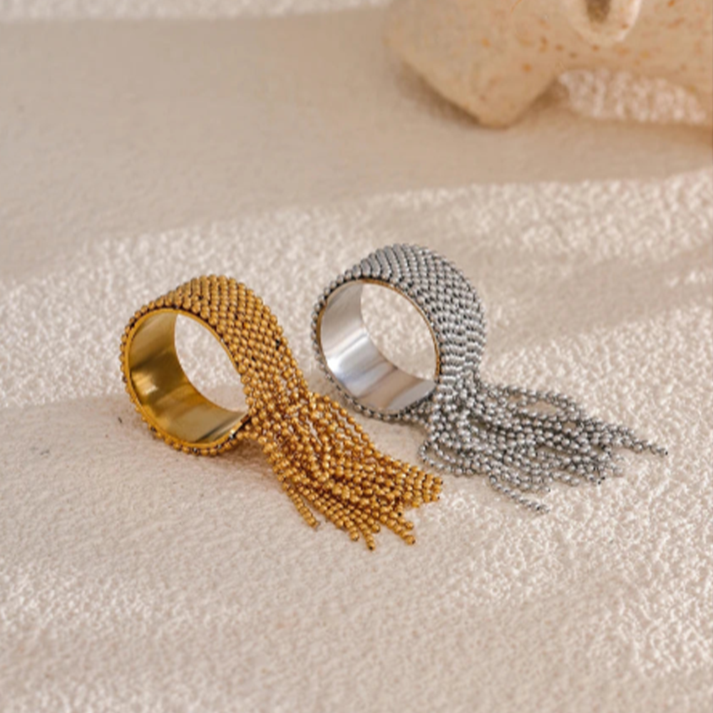Anel Ajustável com Corrente e Tassel