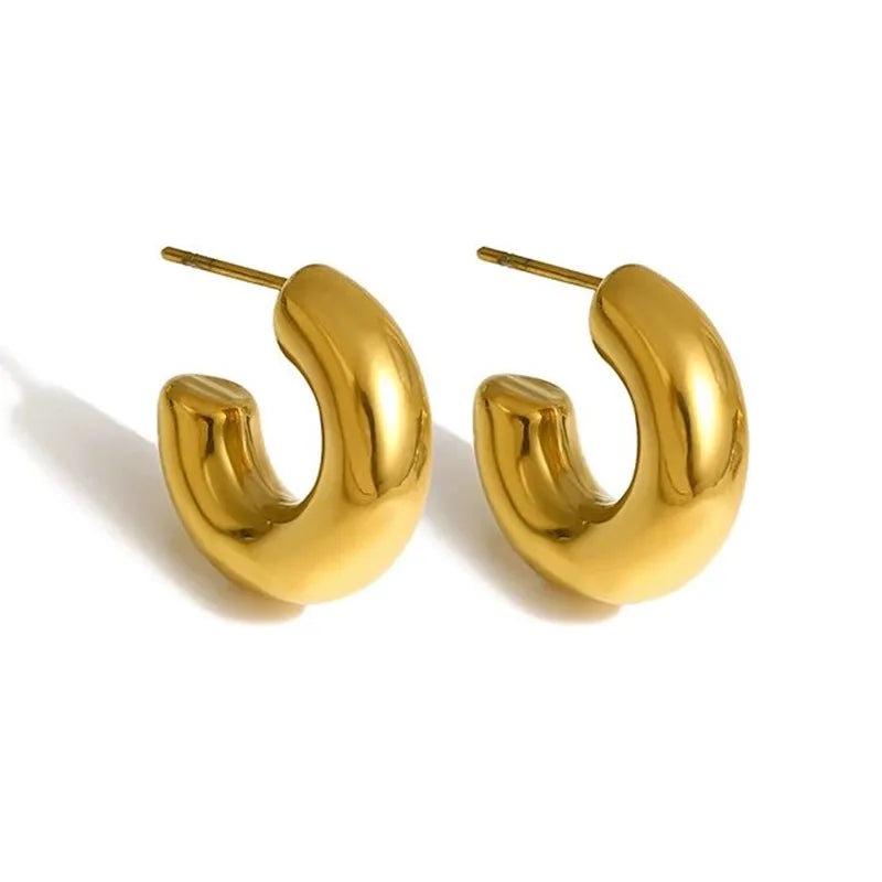 Brincos Estilo Ear Cuff com Furo em Forma de C e Textura Lisa