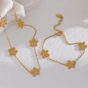 Conjunto Colar e Pulseira Alhambra Dourado