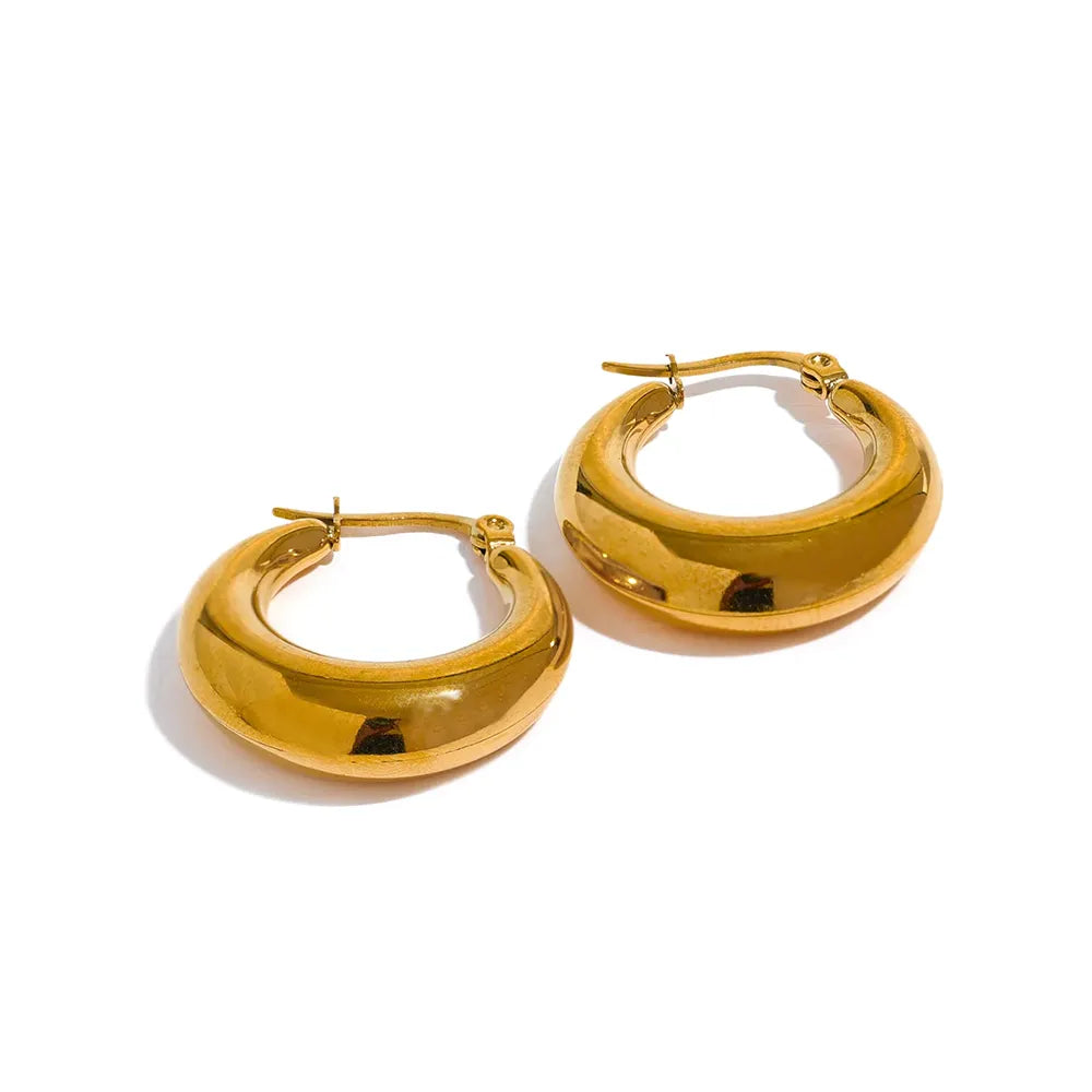 Brinco Hoop Argolas Grossas Geométricas com Textura Lisa