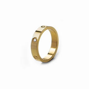 Anel Classic Cristal Inspiração Banhado em Ouro