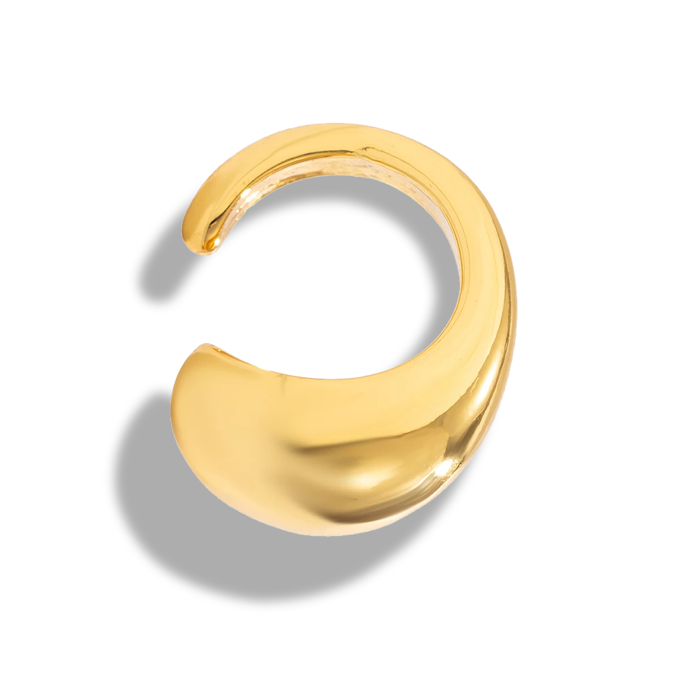 Brinco Ear Cuff Grosso Gota d'Água Vazada em Formato C