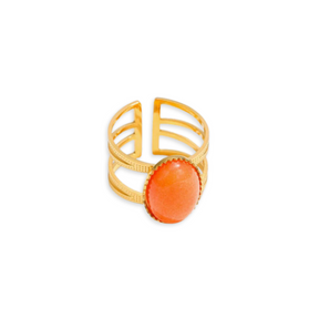 Anel de Topázio Laranja Oval