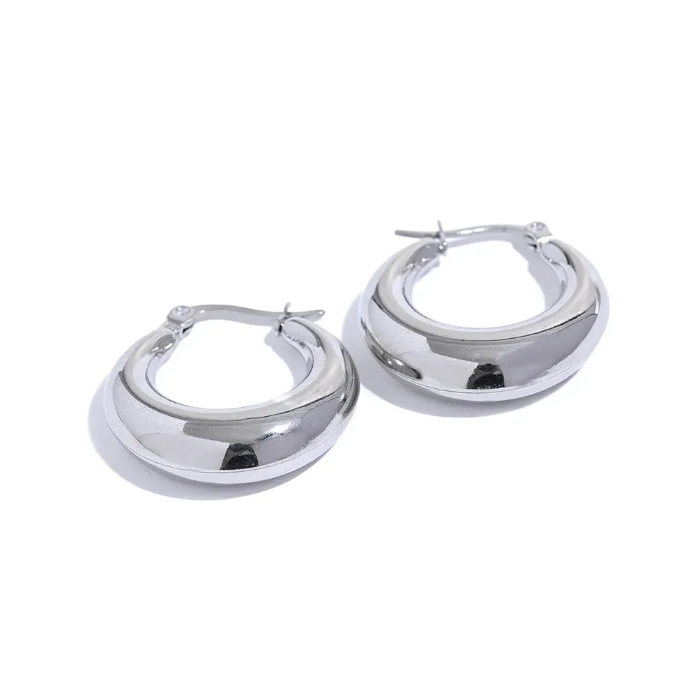 Brinco Hoop Argolas Grossas Geométricas com Textura Lisa
