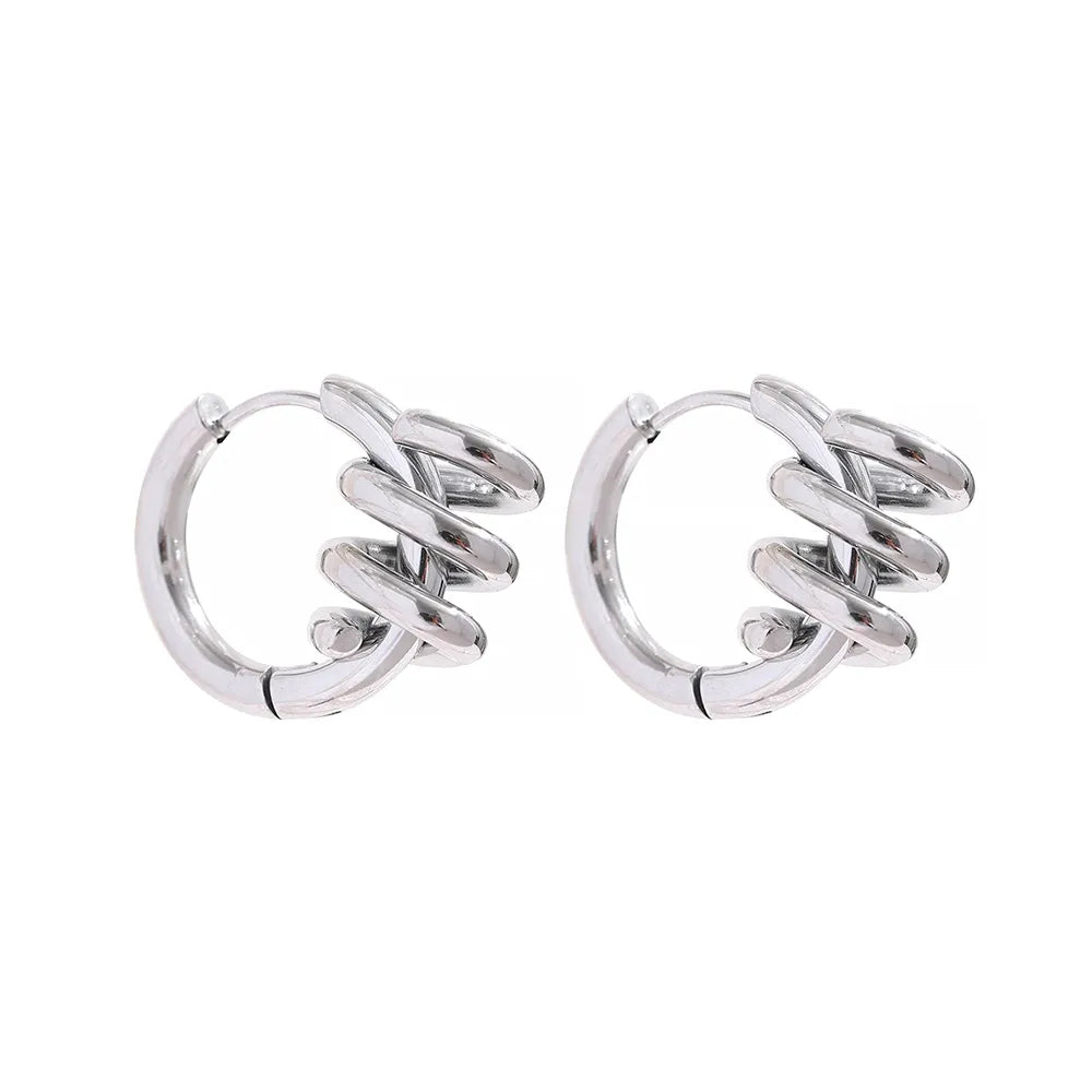 Brinco Hoop com Argola e Pingente de Mola Entrelaçada