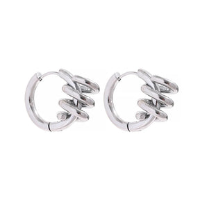 Brinco Hoop com Argola e Pingente de Mola Entrelaçada