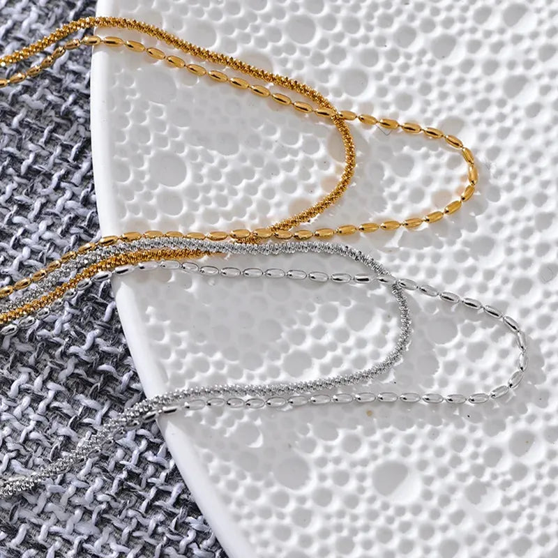 Colar Duplo Estilos de Corrente e Miçanga