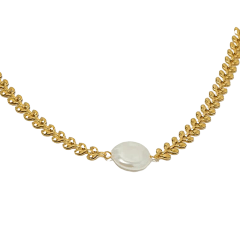 Colar Folhas de Louros com Pérolas