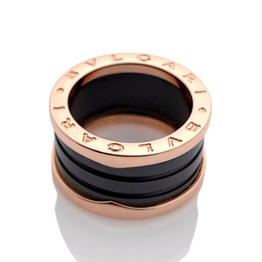 Anel Preto Romano com Ouro Rosa