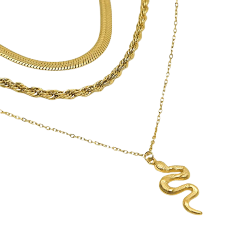 Colar Triplo Vintage Estilo Cobra