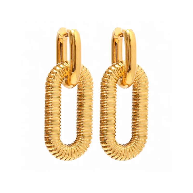 Brinco com Pingente Oval com Textura Irregular