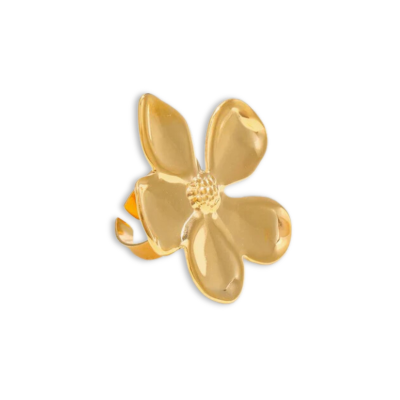 Anel Floral Pétalas Douradas