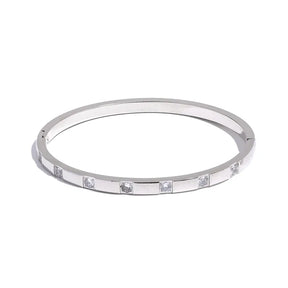 Pulseira Redonda Rígida Cravejada com Zircônia