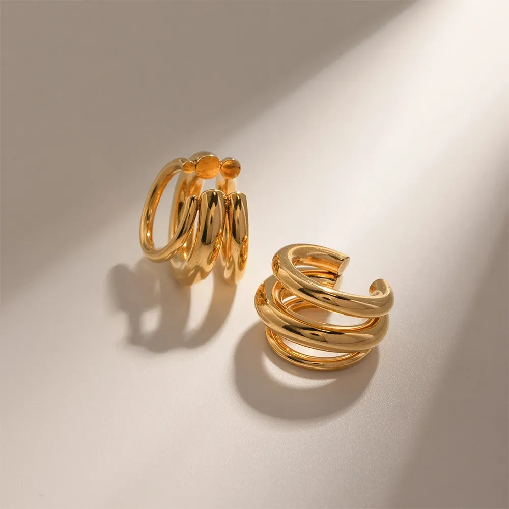 Brinco Ear Cuff Três Camadas