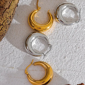 Brinco Hoop Argolas Grossas Geométricas com Textura Lisa