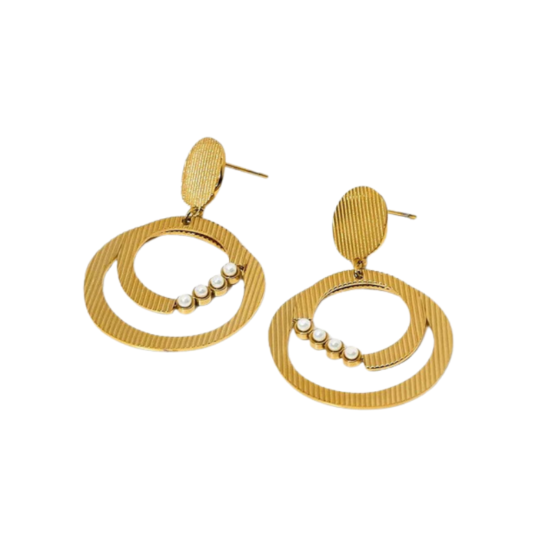 Brinco Circulo Trabalhado com Pérolas