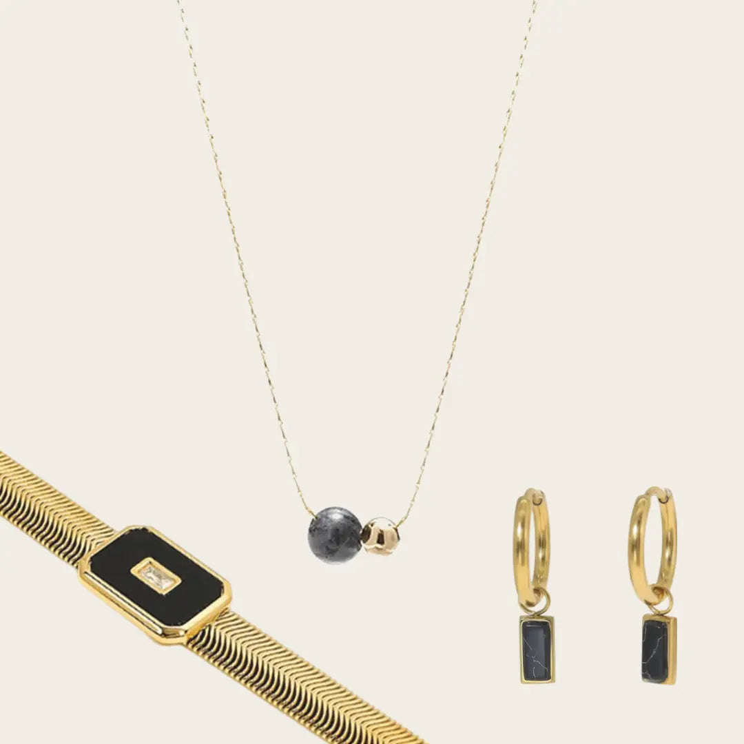 Conjunto Três Peças de Pedras Naturais Pretas - Compre 2 Leve 3