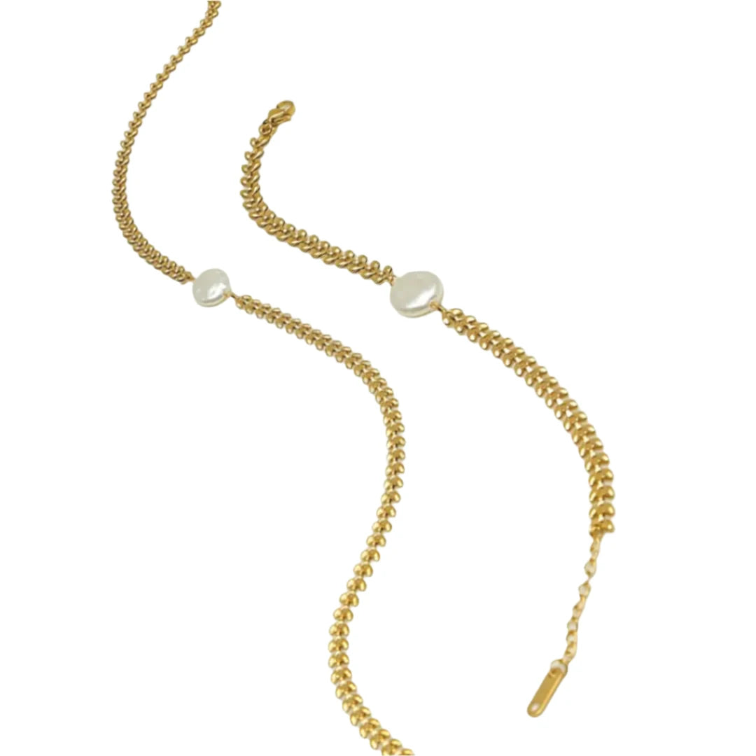 Conjunto Pulseira e Colar de Louros Dourados com Pérola [Compre 1 Leve 2]