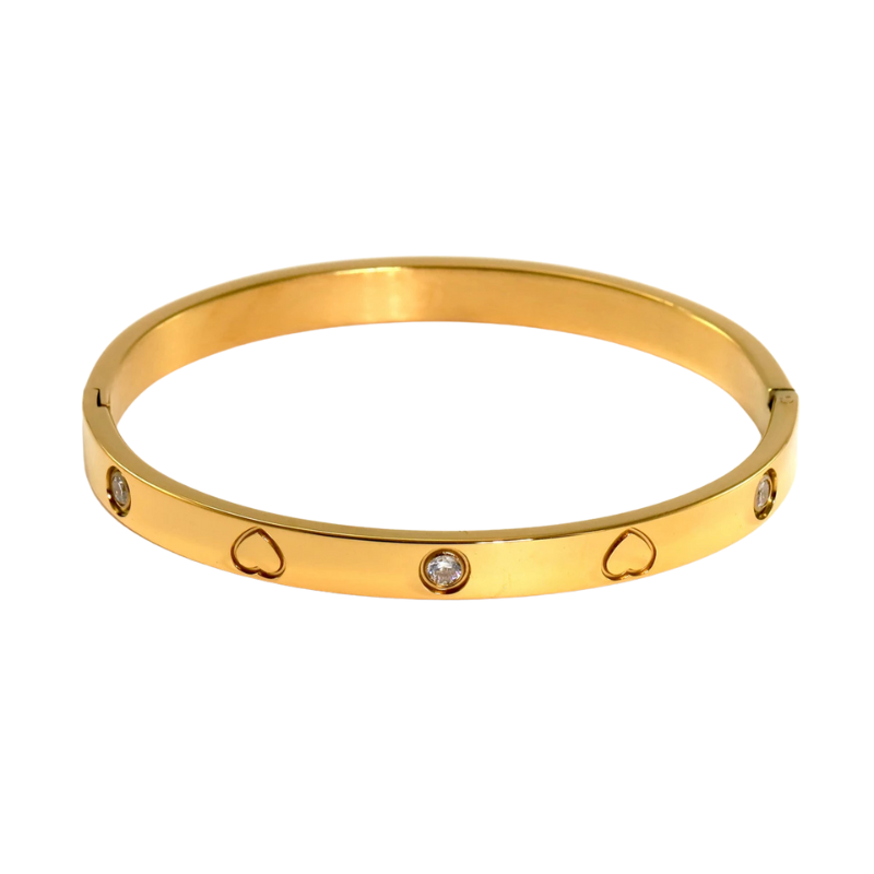 Pulseira Love com Coração Cravejada de Zircônia