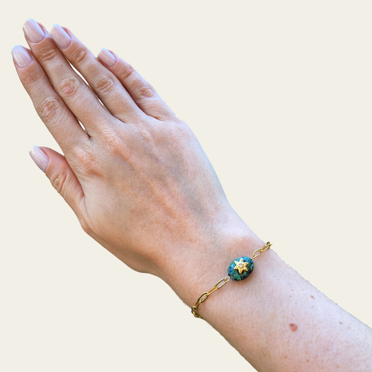 Pulseira Vintage com Pedra de Turquesa Africana