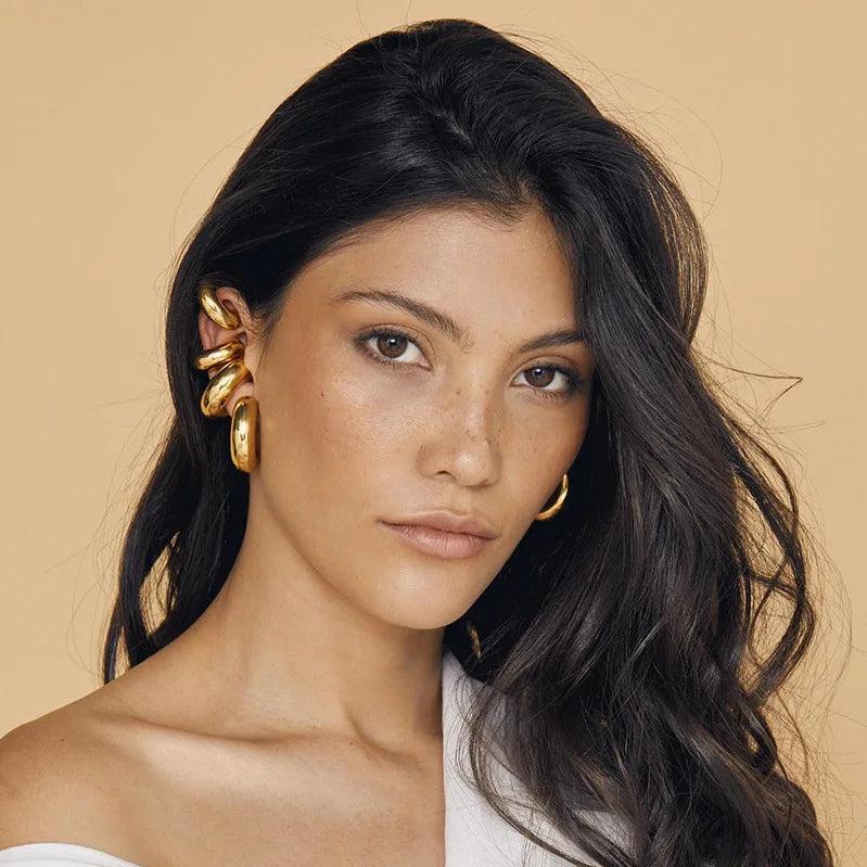 Brinco Ear Cuff sem Furo Grosso com Design Circular