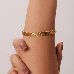 Pulseira Chunky de Corrente Cubana Entrelaçada