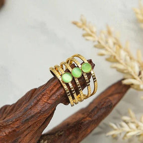 Anel Vazado Vintage com Opala Verde - Beverly Joias