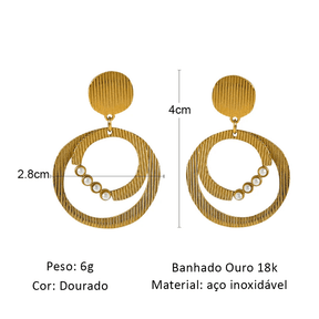 Brinco Circulo Trabalhado com Pérolas - Beverly Joias