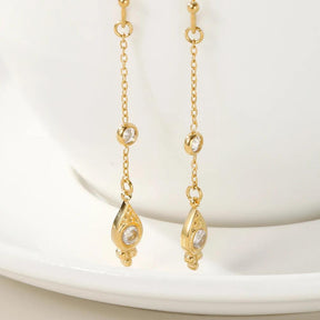 Brinco com Pingente em Corrente e Cristais Moissanite - Beverly Joias