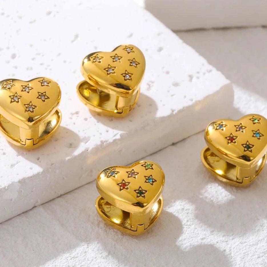 Brinco Coração Cravejado de Cristais Moissanite - Beverly Joias