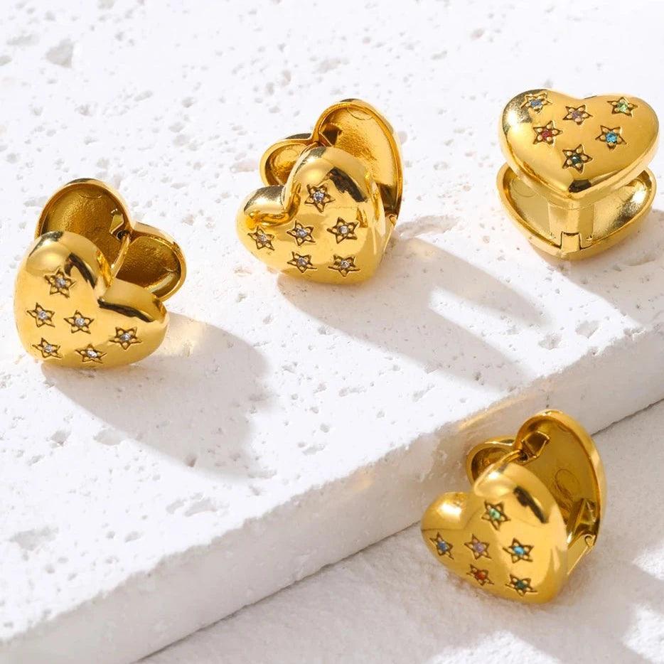 Brinco Coração Cravejado de Cristais Moissanite - Beverly Joias