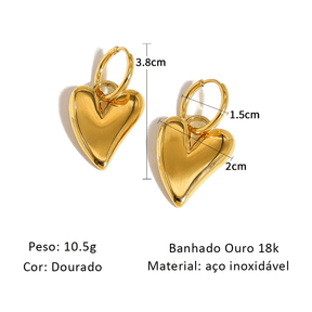 Brinco Coração Dourado - Beverly Joias