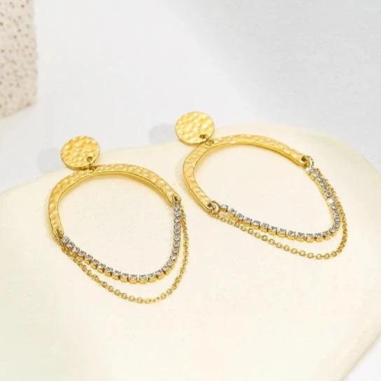 Brinco Corrente Cravejada de Cristais Moissanite - Beverly Joias