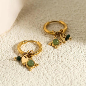 Brinco Estilo Chaveiro luxo Pedra Verde - Beverly Joias