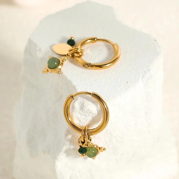 Brinco Estilo Chaveiro luxo Pedra Verde - Beverly Joias