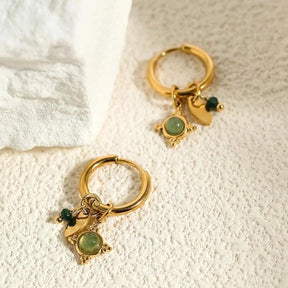 Brinco Estilo Chaveiro luxo Pedra Verde - Beverly Joias