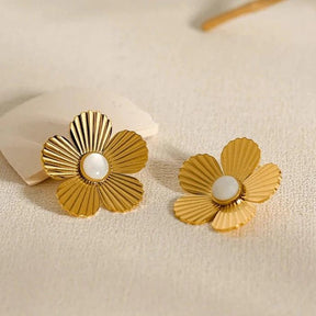 Brinco Flor com Pérola - Beverly Joias