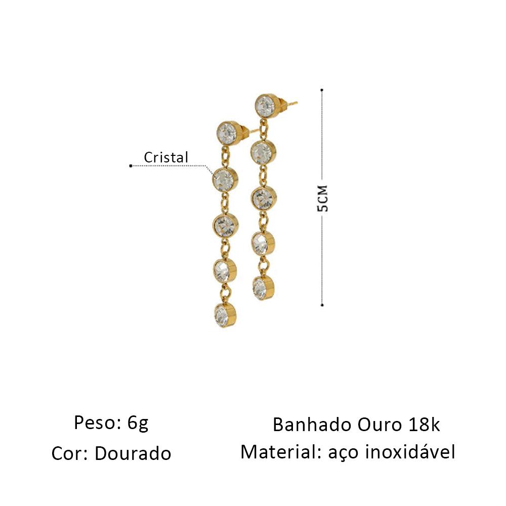 Brinco Longo Cristal Moissanite Colorido - Beverly Joias