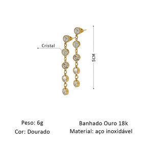 Brinco Longo Cristal Moissanite Colorido - Beverly Joias