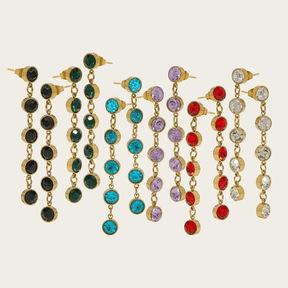 Brinco Longo Cristal Moissanite Colorido - Beverly Joias