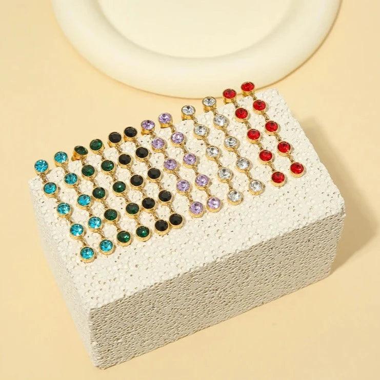Brinco Longo Cristal Moissanite Colorido - Beverly Joias