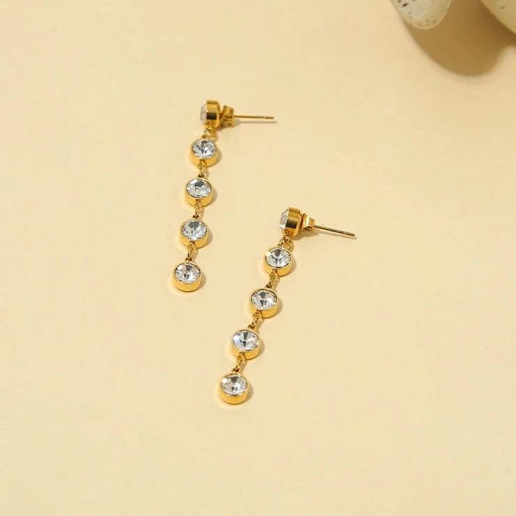 Brinco Longo Cristal Moissanite Colorido - Beverly Joias