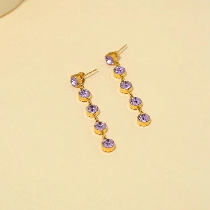 Brinco Longo Cristal Moissanite Colorido - Beverly Joias