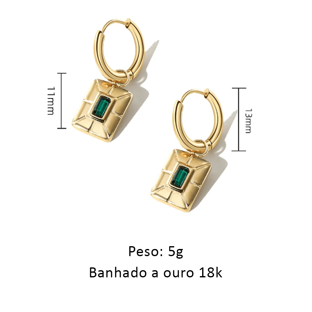 Brinco Pingente de Pedra Natural Transparente - Beverly Joias
