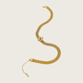 Conjunto Colar e Pulseira de Malha Retrô com Turquesa Africana [Compre 1 Leve 2]
