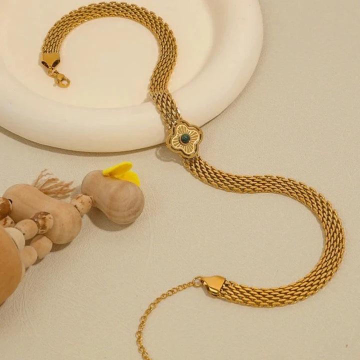 Colar Malha Retrô com Turquesa Africana - Beverly Joias
