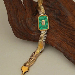 Pulseira Achatada Com Pedra Natural - Beverly Joias