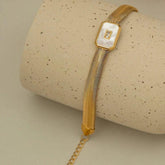 Pulseira Achatada Com Pedra Natural - Beverly Joias